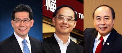 (左起) 香港特別行政區(qū)商務(wù)及經(jīng)濟(jì)發(fā)展局局長(zhǎng)蘇錦梁先生、周大福珠寶集團(tuán)有限公司董事總經(jīng)理黃紹基先生、六福集團(tuán)主席及行政總裁黃偉常先生