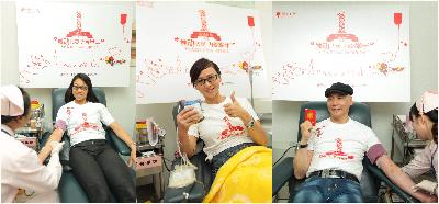 網(wǎng)絡紅人“WOW健健姐”、著名影星翁虹和觸動傳媒創(chuàng)始人兼執(zhí)行主席馮暉中再次參與獻血