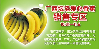 廣東、廣西80多家沃爾瑪門店正銷售廣西壇洛<br />由于早熟而引起的滯銷香蕉。